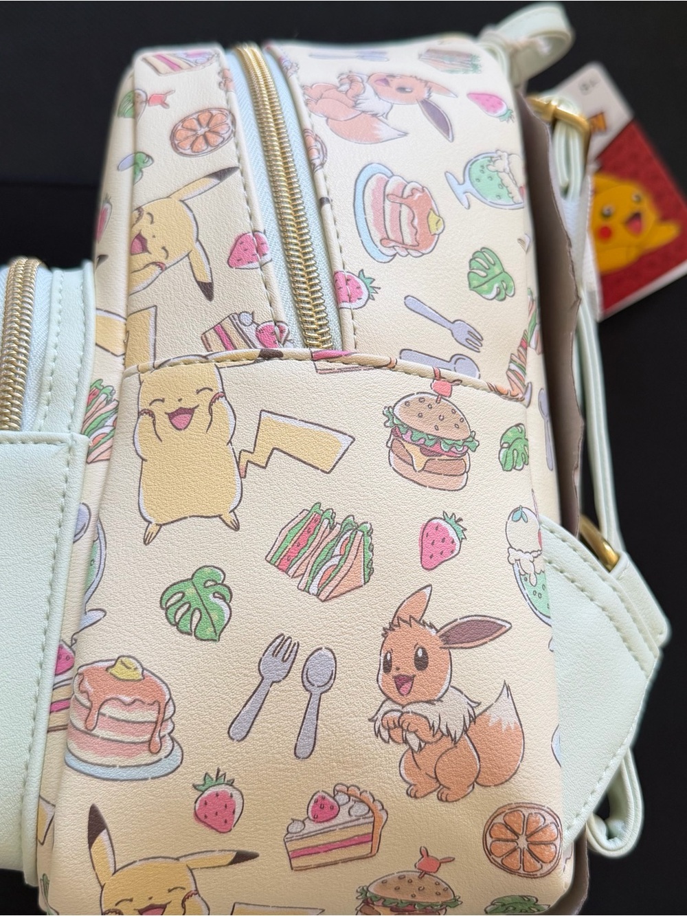 Loungefly Backpack & Wallet Set in Cream with Pikachu & Eevee - Picture 5 of 11